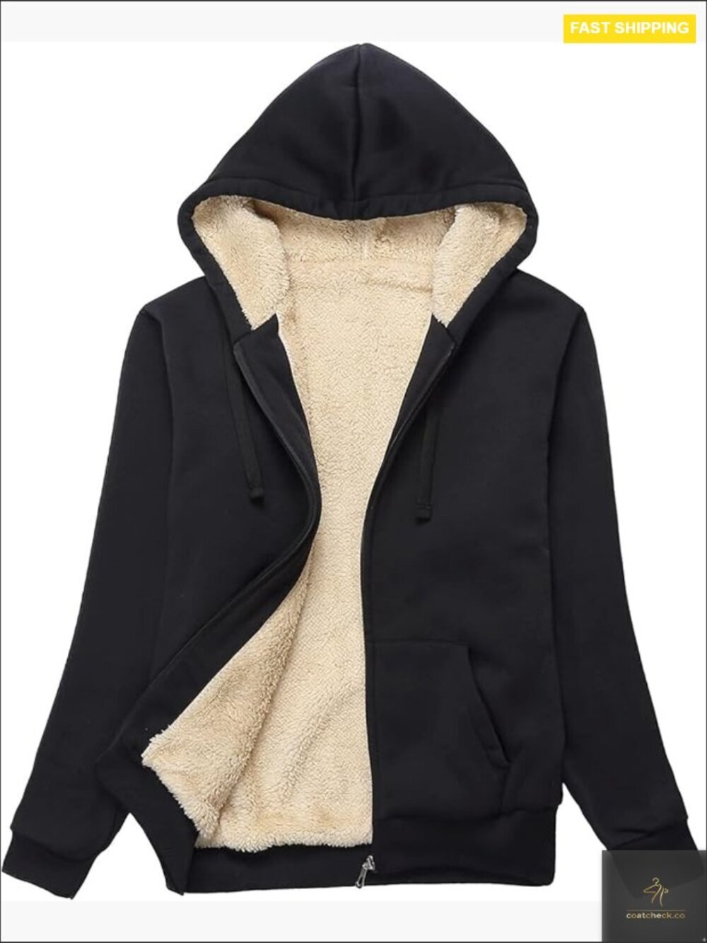 Full Zip Sherpa Lined Fleece Hoodie Winter Thick Warm Jacket Lounge